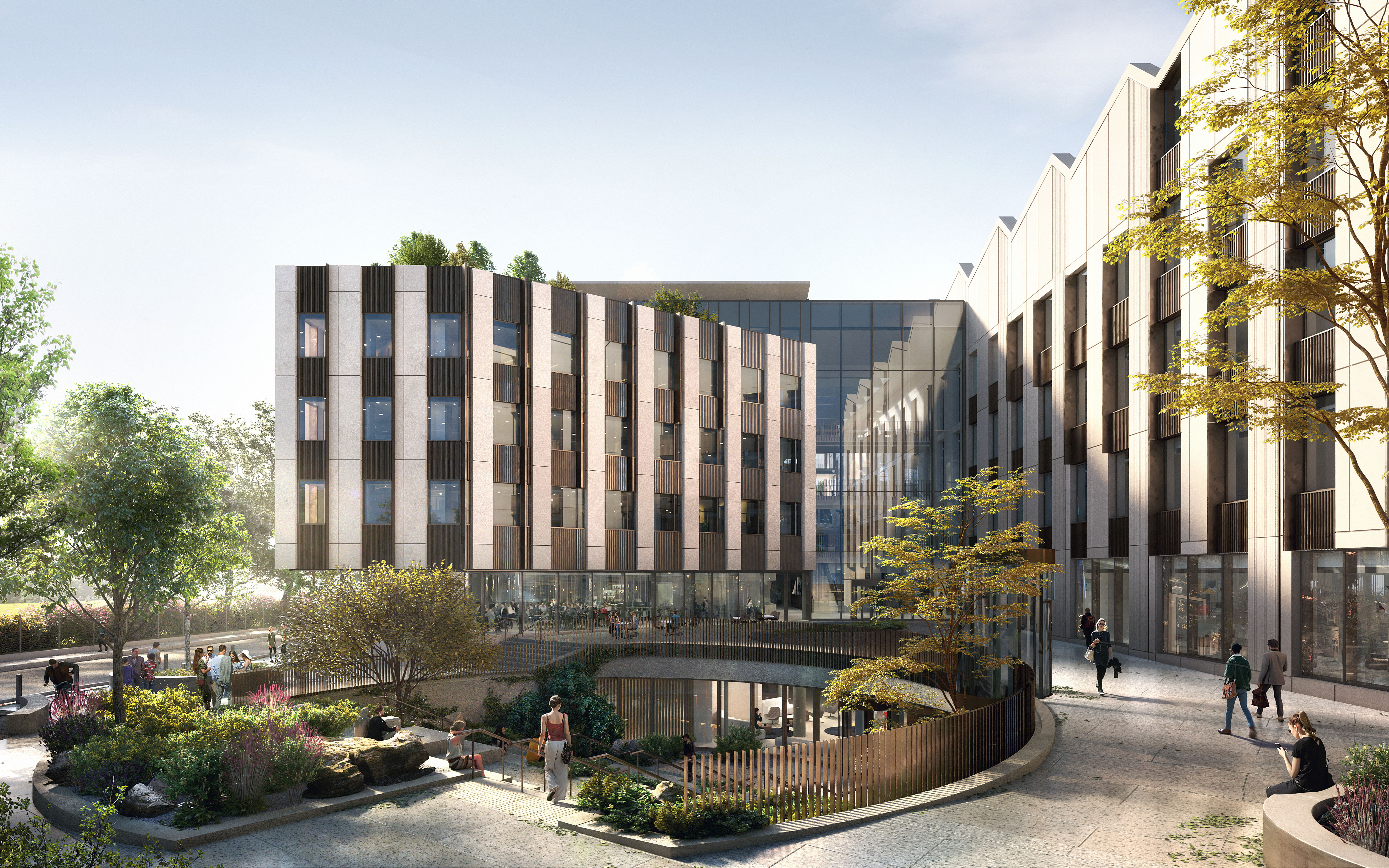 Architect's rendering of the entrance to the Life and Mind Building from South Parks Road.